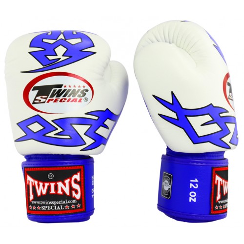 Боксерские перчатки Twins Special с рисунком (FBGV-28 blue/white)